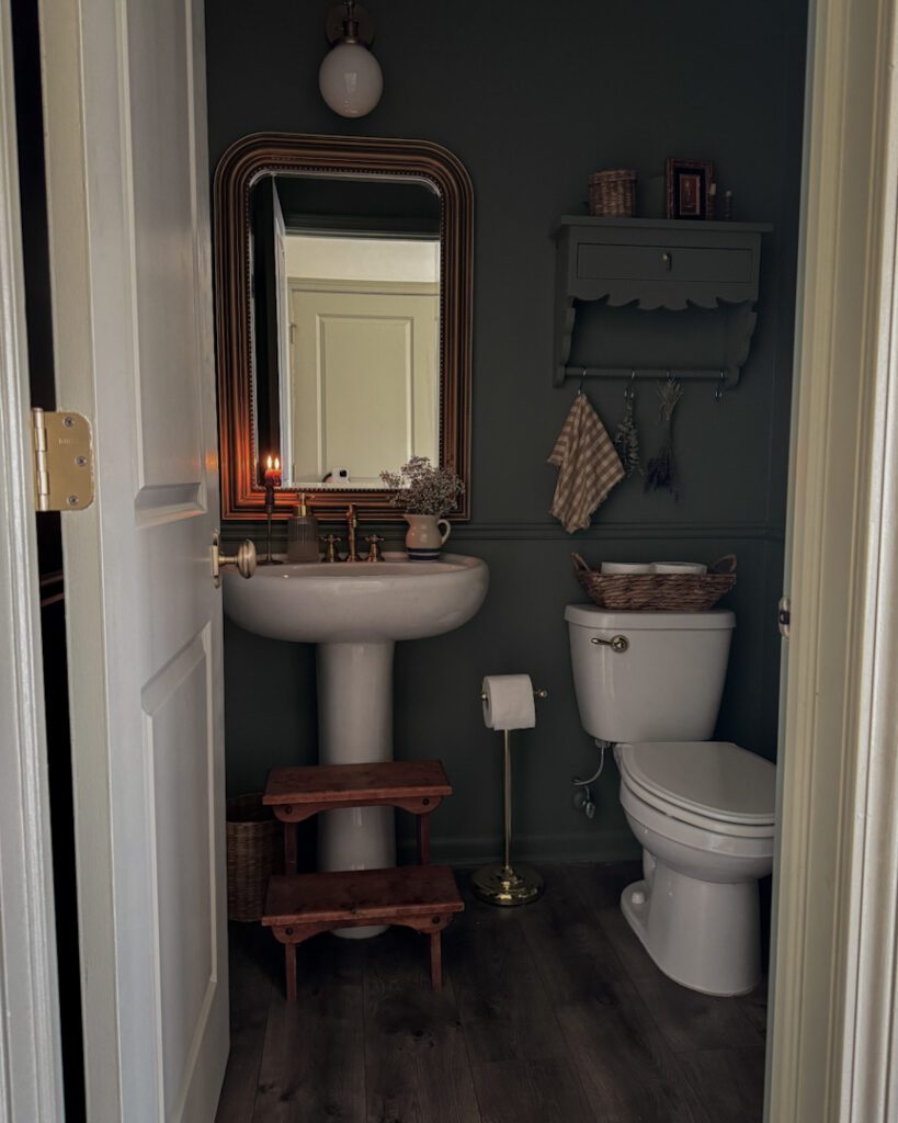 Moody Green Powder Room Makeover